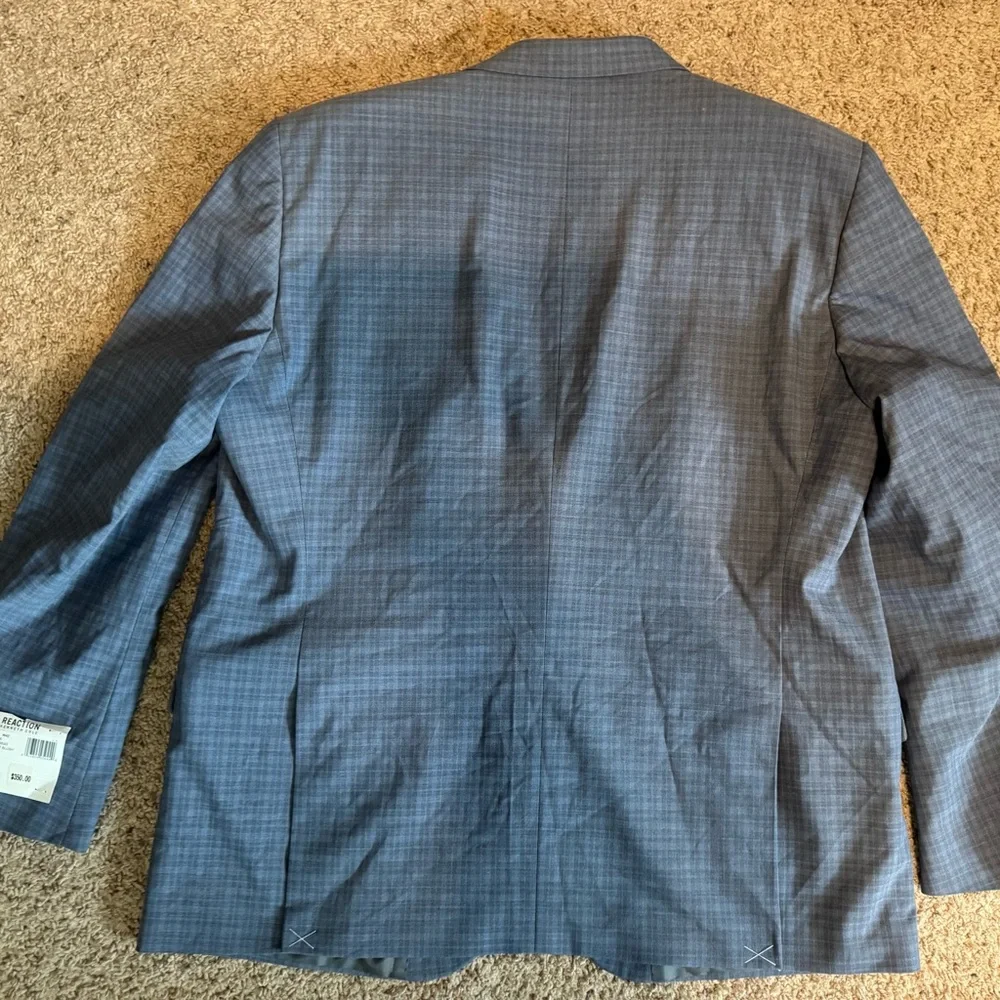 Kenneth Cole Reaction Blazer Blue Gray New with Tags Men’s 48R Plaid Suit Jacket
